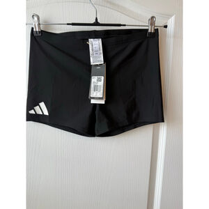 Women's Adidas Black and White Solid Boxer Swim Shorts M